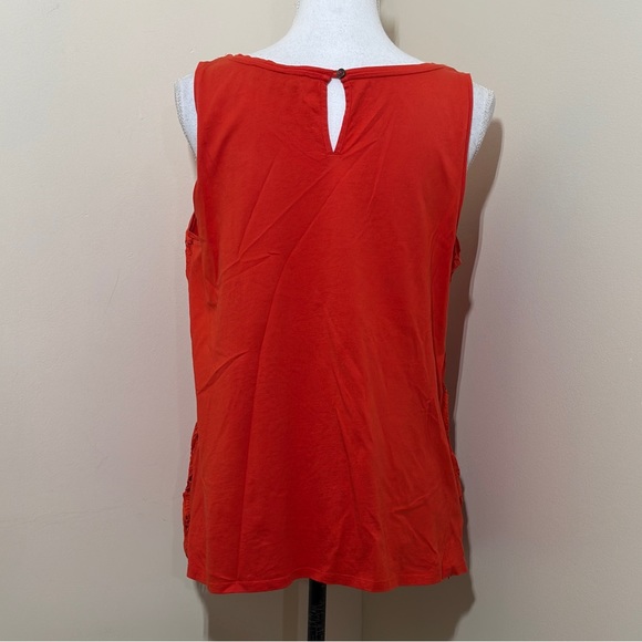 Loft || Woman’s Reddish Orange Cotton floral lace tank top size Medium - Picture 3 of 7